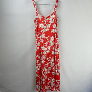 Zara Red Floral Maxi Sleeveless Sun Dress